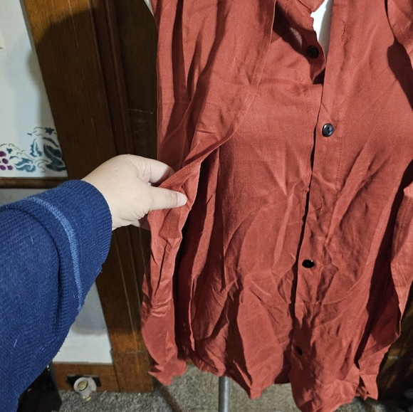 Lyaner Button front layer blouse Rust Size M - Picture 4 of 7